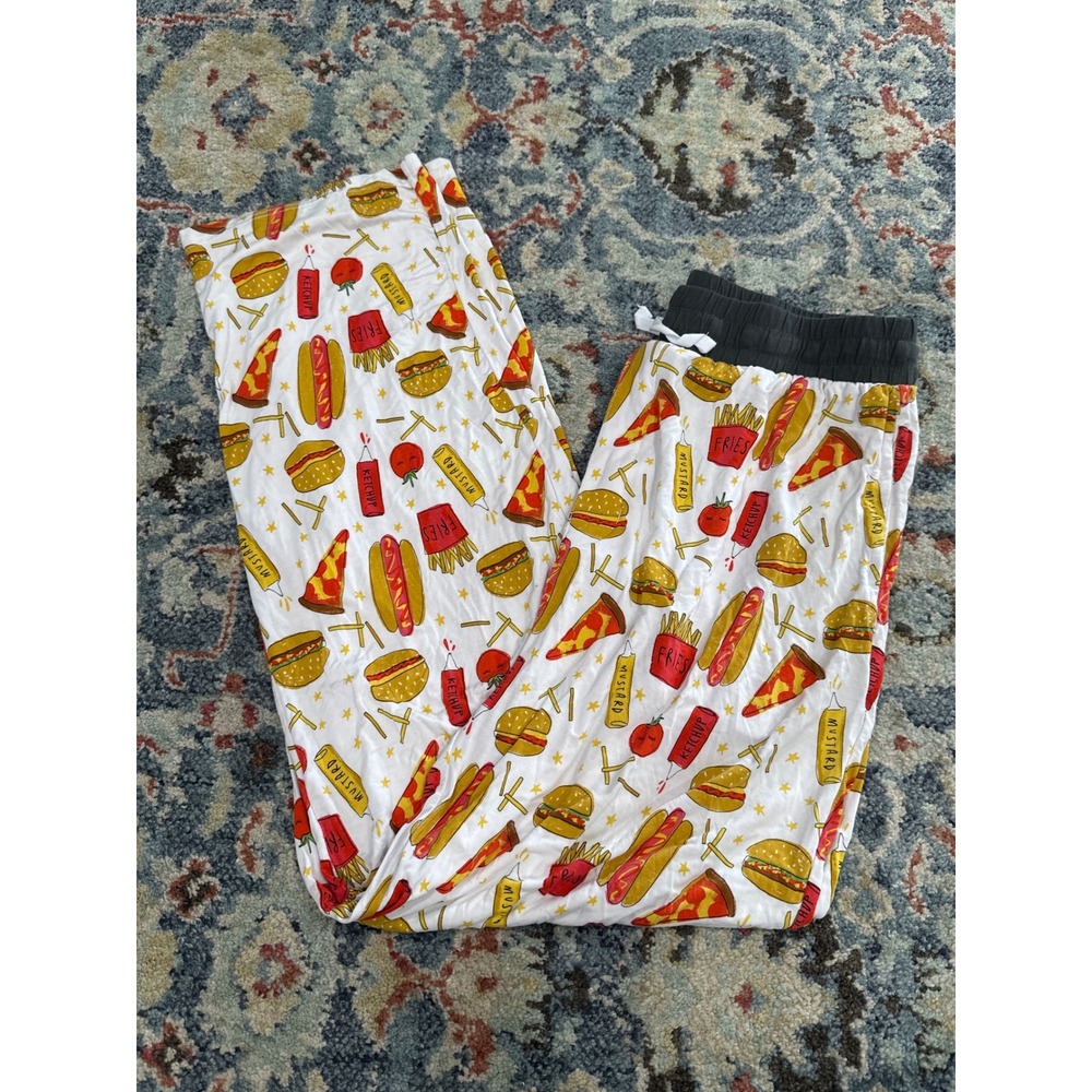 Little Sleepies Pajama Pants Mens Medium White Fast Food Bamboo